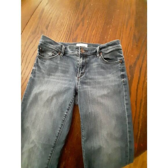 Size 4/27 Ann Taylor LOFT Modern Straight Denim Blue Jeans Pockets Belt Loops - Picture 2 of 4